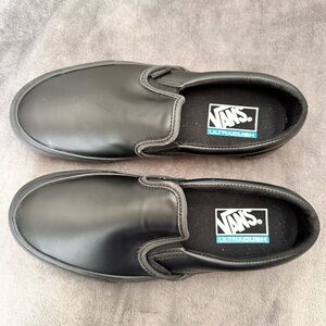 Vans Unisex Black Leather Non-Slip Slip-On Loafers